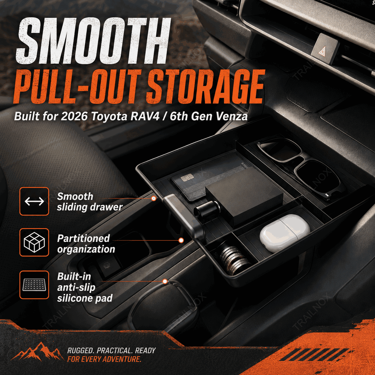 RAV4 Center Console Storage Organizer Tray For Toyota
